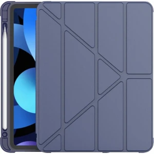 Mobaxaksesuar Samsung Galaxy Tab S7 Plus T970 T975 T977 Kılıf Kalem Bölmeli Trifolding Case Lacivert