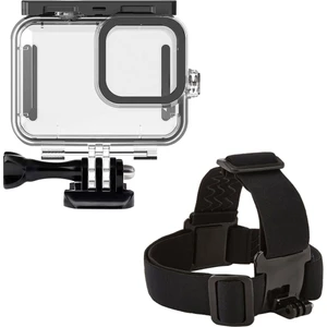 GO209 Gopro Hero 11 Hero 10 Hero 9 Uyumlu 60 Metre Su Geçirmez Koruyucu Muhafaza GP24 Kafa Bandı 4 Parça Set