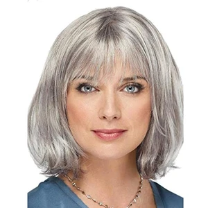 Sinerji Shop Gri Renk Yaşlı Peruğu Kısa Saç Kısa Peruk Gri Teyze Peruğu