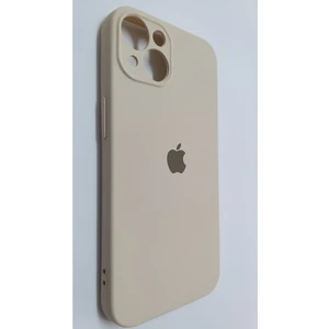 Apple iPhone 13 Uyumlu Kamera Korumalı Içi Kadife Logolu Telefon Kılıfı - Krem