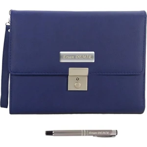 Hediye Rengi 2024 Organizerli Anahtarlı Kitlenebilir Çantalı Ajanda + Kalem Seti Lacivert