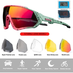 Kapvoe Storm Değişebilir 5 Lens Mtb Polarize Bisiklet Spor Dağ Kayak Gözlüğü