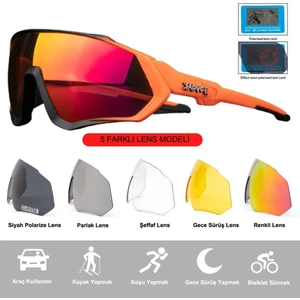 Kapvoe Sunlight Değişebilir 5 Lens Mtb Polarize Bisiklet Spor Dağ Kayak Gözlüğü