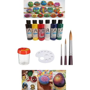 Taş Boyama Seti 6 Ana Renk Set 1 Paket