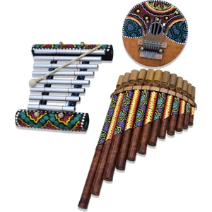 Müzik Aleti Seti Üçlü Ksilofon Kalimba Pan Flüt Çocuk Bebek Hediye