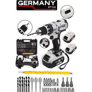 Germany Style  Germany Style GRMPRO9036G 58V Max  Xr Çift Akülü Darbeli Torklu Matkap 30 Parça Aksesuar