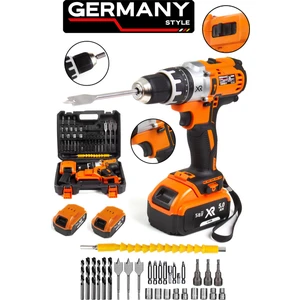 Germany Style  Germany Style GRMPRO8036K 58V Max  Xr Çift Akülü Darbeli Torklu Matkap 30 Parça Aksesuar