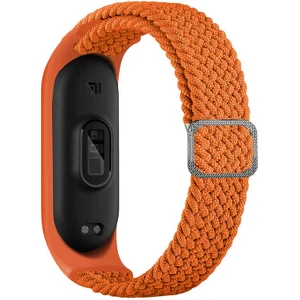 Xiaomi Mi Band 6 Kordon Cırtcırt Kumaş Ayarlanabilir Örgü Tasarım Krd 49 Turuncu