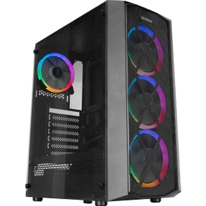 FLAT MESH 4*12cm Rainbow Fan Tempered Camlı Gaming Oyuncu Bilgisayar Kasası
