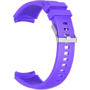 Huawei Watch Gt 3 Classic 46MM uyumlu Kordon Çizgili Kancalı Silikon KRD18 - 22mm Mor