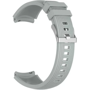 Case Street Huawei Watch Gt 3 Elite 46MM uyumlu Kordon Çizgili Kancalı Silikon KRD18 - 22mm Gri