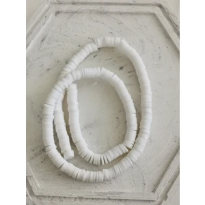 Livza Bijuteri 6mm Beyaz Renk Polimer Kil Fimo Boncuk Dizisi 40 cm Hamur Boncuk Fimo Dizi