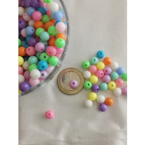 Livza Bijuteri Livza BIJUTERI 25GR 8mm Pastel Karışık Renkli Yuvarlak Plastik Boncuk Takı Yapım Boncuğu