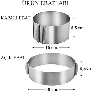 Ayarlanabilir Turta Çemberi 16 x 30 cm. Yuvarlak Pasta Kalıbı