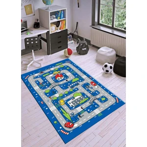 STY Home Trafik Yolu Çocuk Kaymaz Tabanlı Makinede Yıkanabilir Halı Kilim Yolluk Mavi