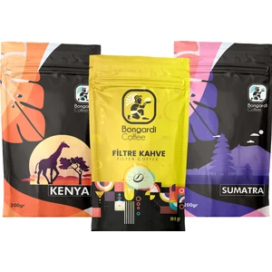 Bongardi Coffee Yöresel Filtre Kahve Seti 3'lü Sumatra Kenya Klasik Filtre