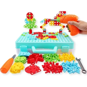 Lrs Store Matkaplı Vidalama ve 3D Yaratıcı Mozaik Puzzle Hayvanlı 340 Parça Montesorri Yapı Oyunu