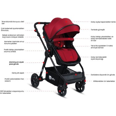 4 Baby Cool Siyah Travel Sistem Bebek Arabası AB482Y Fiyatı