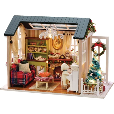 Beauty Life Dıy Noel Minyatür Dollhouse Kiti Mobilya LED Işıkları (Yurt