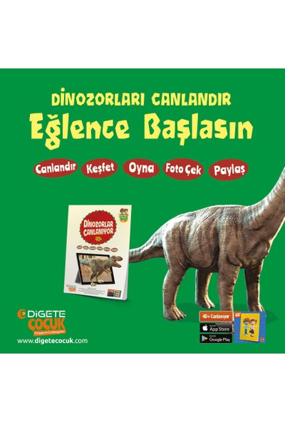 Digete Çocuk Dinozorlar Canlanıyor (Canlanan Kitap + Ahşap Canlanan Yapboz- T-Rex)