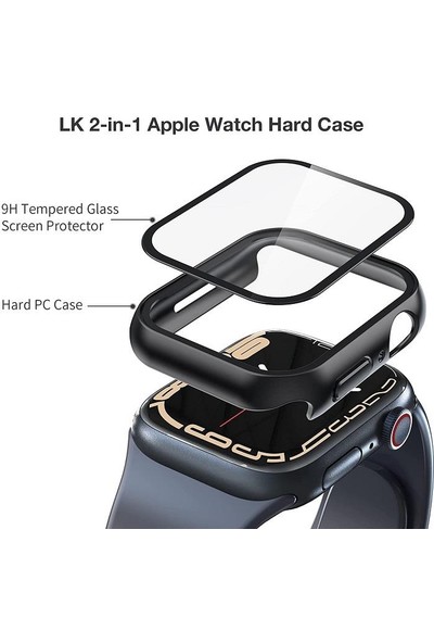 Engo Apple Watch Uyumlu 7 Ekran Koruyucu Kılıf Sert Pc Kasa Watch Uyumlu 7 45MM