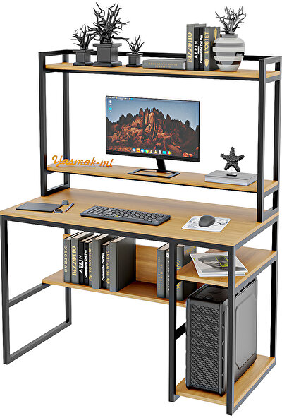 Yasmak Raflı Bilgisayar ve Ofis Masası- Ebru