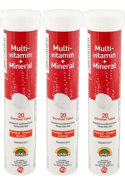 Sunlife Multivitamin Mineral 20 Efervesan Tablet x 3 Adet