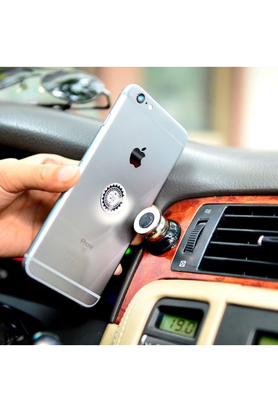 Arabulalaca Apple Iphone 6 6s Tutucu Manyetik Arac Telefon Tutucu Aparat - Gümüş
