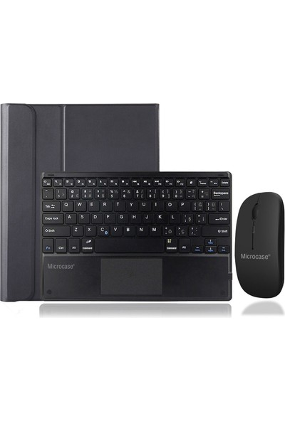 Microcase Samsung Galaxy Tab A7 T500 T505 Bluetooth Touchpad Klavye + Bluetooth Mouse + Standlı Kılıf - Bkk7