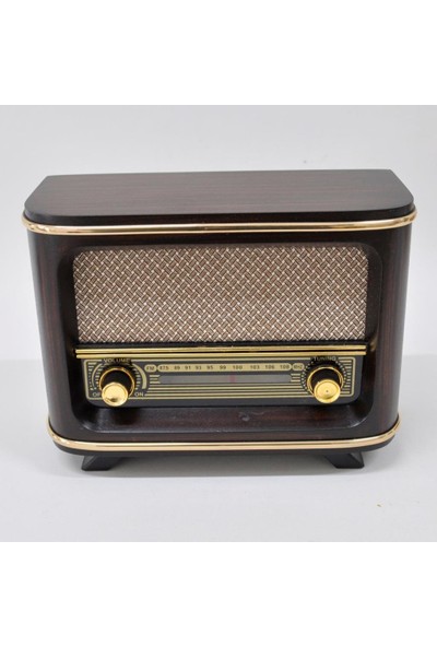 Otantik Çarşı Ahşap Retro Nostaljik Radyo Kahverengi Istanbul Model Adaptörlü