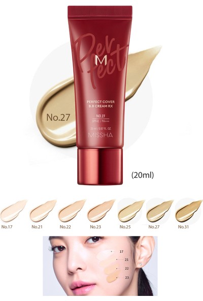 MISSHA Yüksek Kapatıcı ve Cilt Bakım Etkili Yeni Nesil BB Krem SPF42+++ M Perfect Cover BB Cream RX (No.27) 20ml