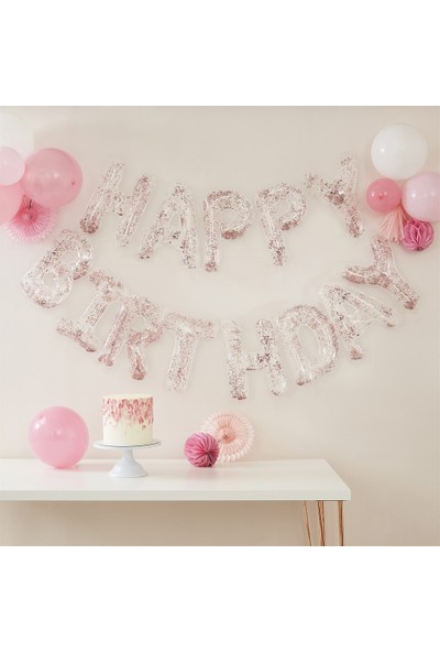 Ginger Ray Konfetili Happy Birthday Balonlar