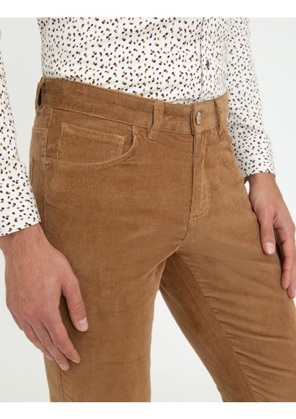 Erkek Taba Slim Fit Kadife Kanvas Pantolon 50239895-VR099 fırsatları