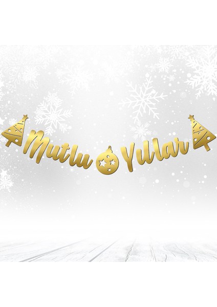 Mutlu Yıllar, Metalik Altın Banner - 2.10 mt