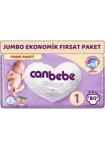 Canbebe Bebek Bezi 80'li Paket Yenidoğan 1 ( 2-5 kg ) 8690742162986