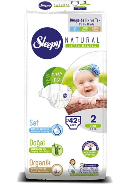 Bebek Bezi 42&#39;li Natural Ultra Hassas 2 Mini 3-6 kg 8681212060369
