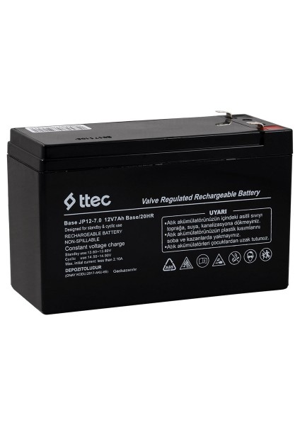 12V 7AH Base Bakımsız Kuru Akü