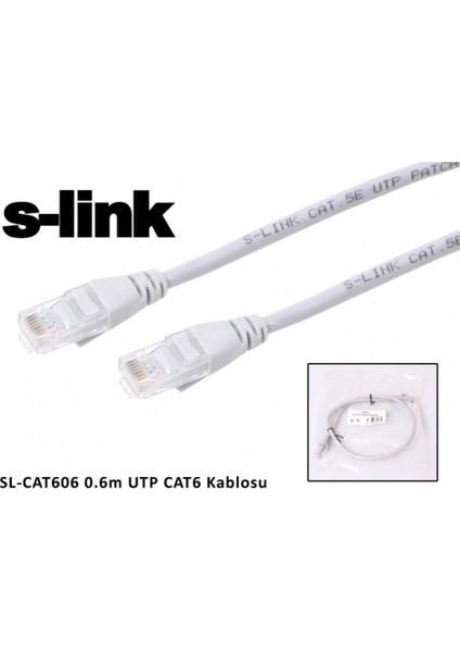 SL-CAT606 Cat6 Patch 60CM Kablo (Gri)
