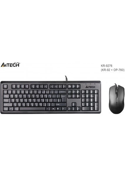 A4 Tech KR-9276 Kablolu Standart Klavye Mouse Set