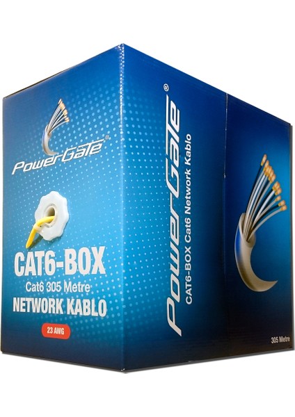 Cat6-Box 23AWG 0,57MM Utp Cat6 Kablo 305M Sarı