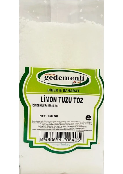 Limon Tuzu Toz 250 gr