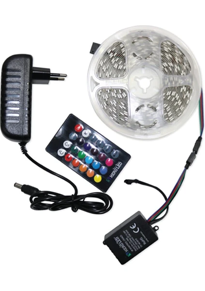 Hero LED - 5 Metre 16 Renkli Set Rgb Şerit LED Kumandalı + Adaptör