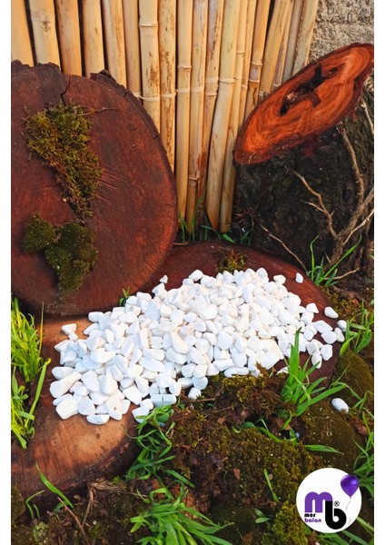 Mor Balon 10 kg 1 - 2 cm Dolomit Taş Tamburlanmış Beyaz Dekoratif Taş