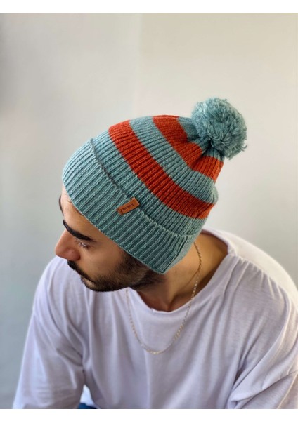 Ponponlu Unisex Çizgili Bere Kadın Çok Renkli modelleri