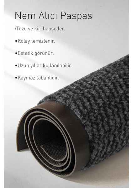 Gri Çizgili Siyah Nem Alıcı Paspas Kaydırmaz Taban Kenarlı Rampalı Leylak Toz ve Nem Alıcı fırsatları