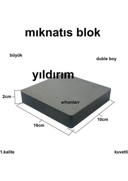 Mıknatıs Blok 100 x 100 x 20 Küp