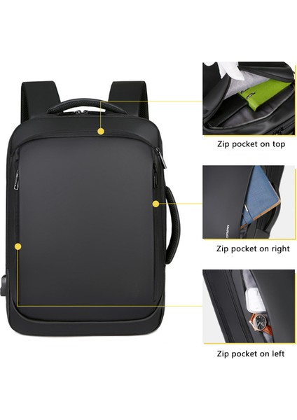15.6 Inç USB Şarj Portlu Suya Dayanıklı Laptop Sırt Çantası - Siyah (Yurt Dışından) fırsatları
