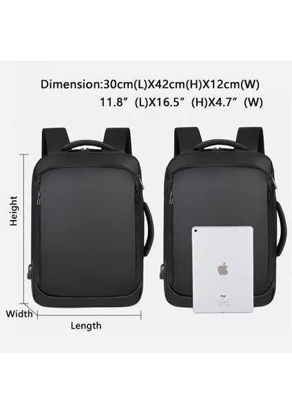 15.6 Inç USB Şarj Portlu Suya Dayanıklı Laptop Sırt Çantası - Siyah (Yurt Dışından) indirimleri