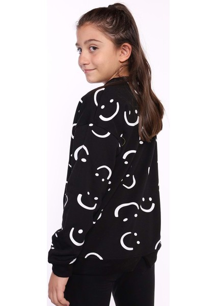 Toontoy Kız Çocuk Komple Gülen Ifade Baskılı Sweatshirt fiyatları