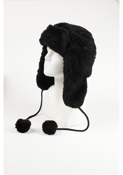 Peluş Ponponlu Kulaklı Şapka